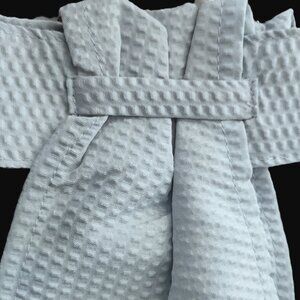 AQUA PUFF textured STOCK TIE pre-tied by ORNAMENTS NEW